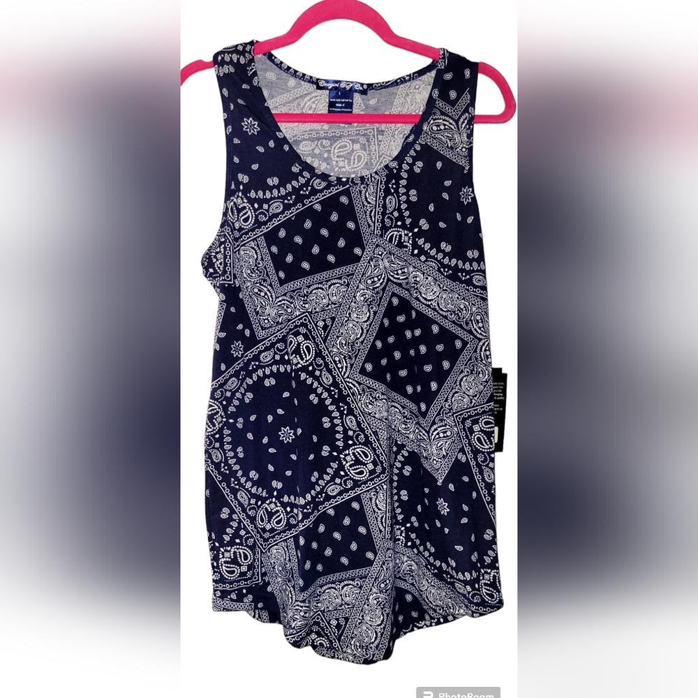 Cowgirl Tuff Blue Bandana Racerback Tank Top